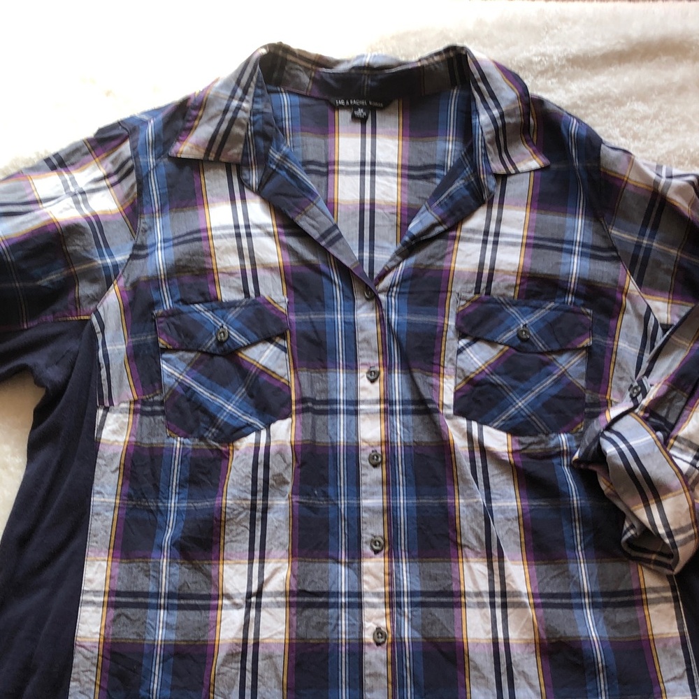 Zac & Rachel Navy and White Plaid Button Down Shirt - Picture 5 of 5